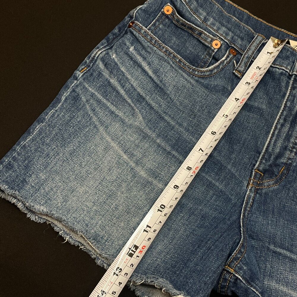 ~ Madewell 28 Denim Shorts Boho Cut-off High Rise Glen Oaks Blue Med Wash - Picture 7 of 13